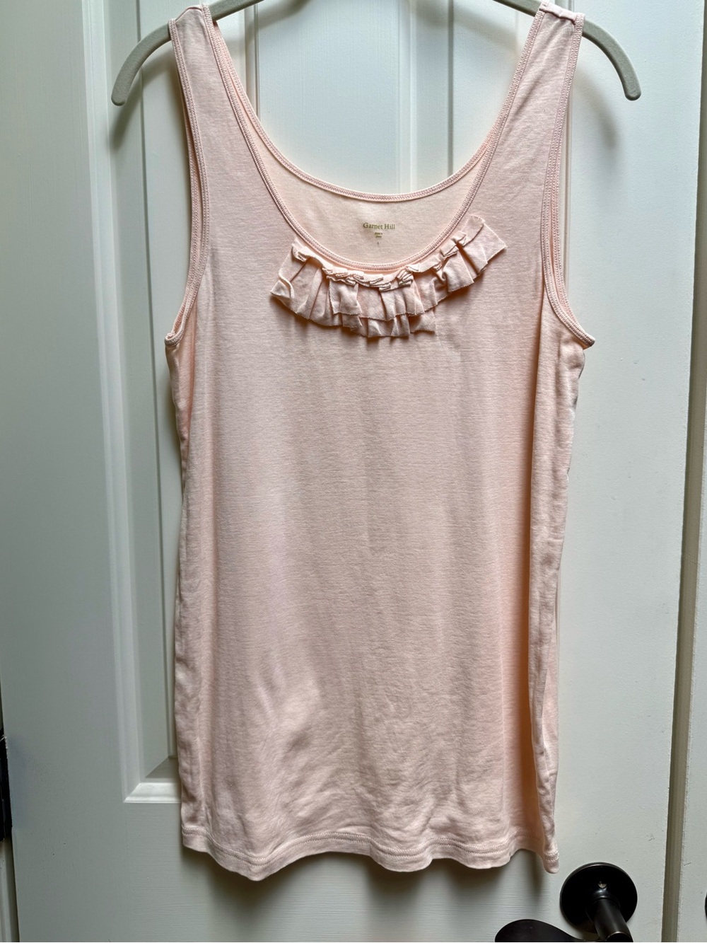 Garnet Hill Pale Pink Ruffle-Trim Tank